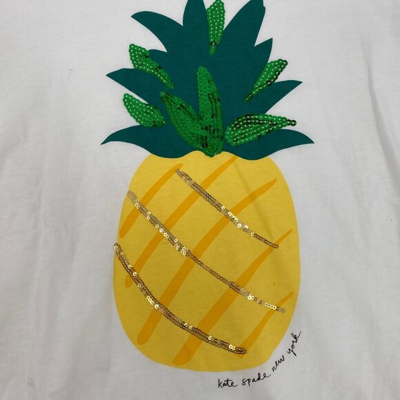Kate Spade White Sequin Pineapple Top | Size M - Picture 7 of 9